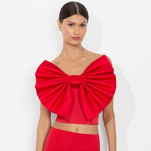Alice + Olivia SIBELLA BOW TOP in Bright Ruby Size 0***BRAND NEW WITH TAGS****